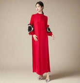 Truly Pleated Ruffle Sleeve Dress